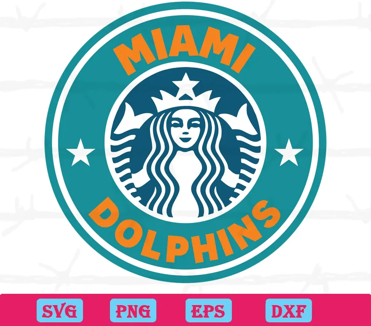 Miami Dolphins Starbucks Logo, Vector Illustrations