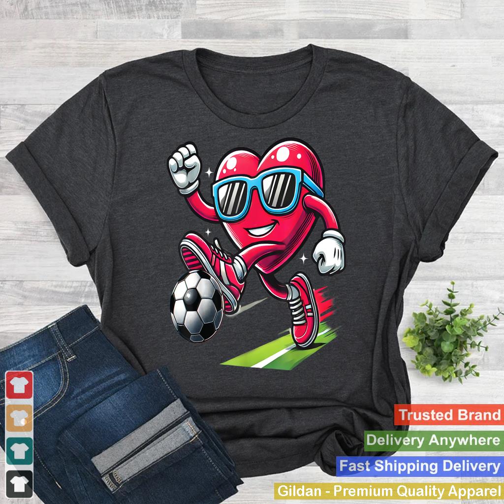 Funny Heart Playing Soccer Lovers Boys Kids Valentine's Day_1