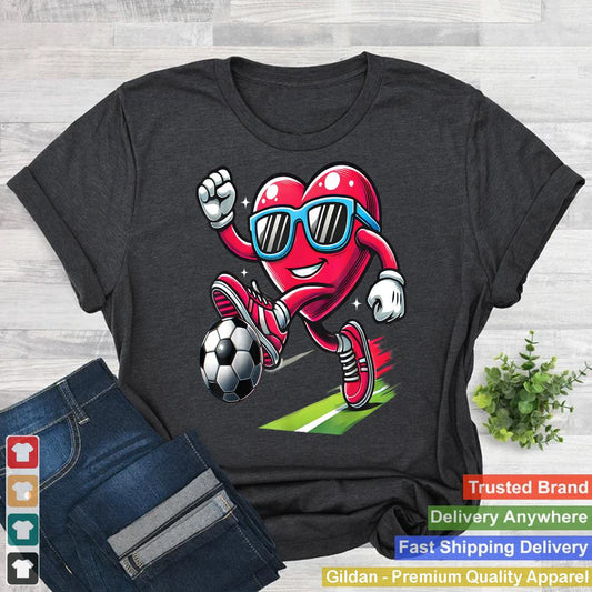 Funny Heart Playing Soccer Lovers Boys Kids Valentine's Day_1