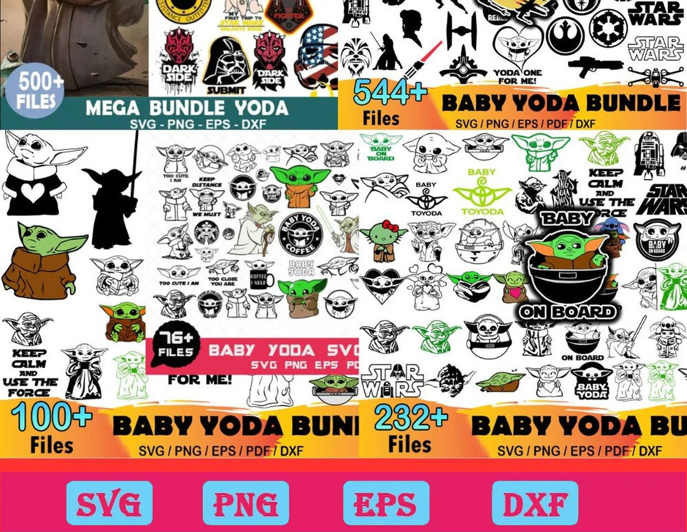 1400 Baby Yoda Bundle Svg