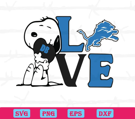 Snoopy Love Detroit Lions, Cutting File Svg