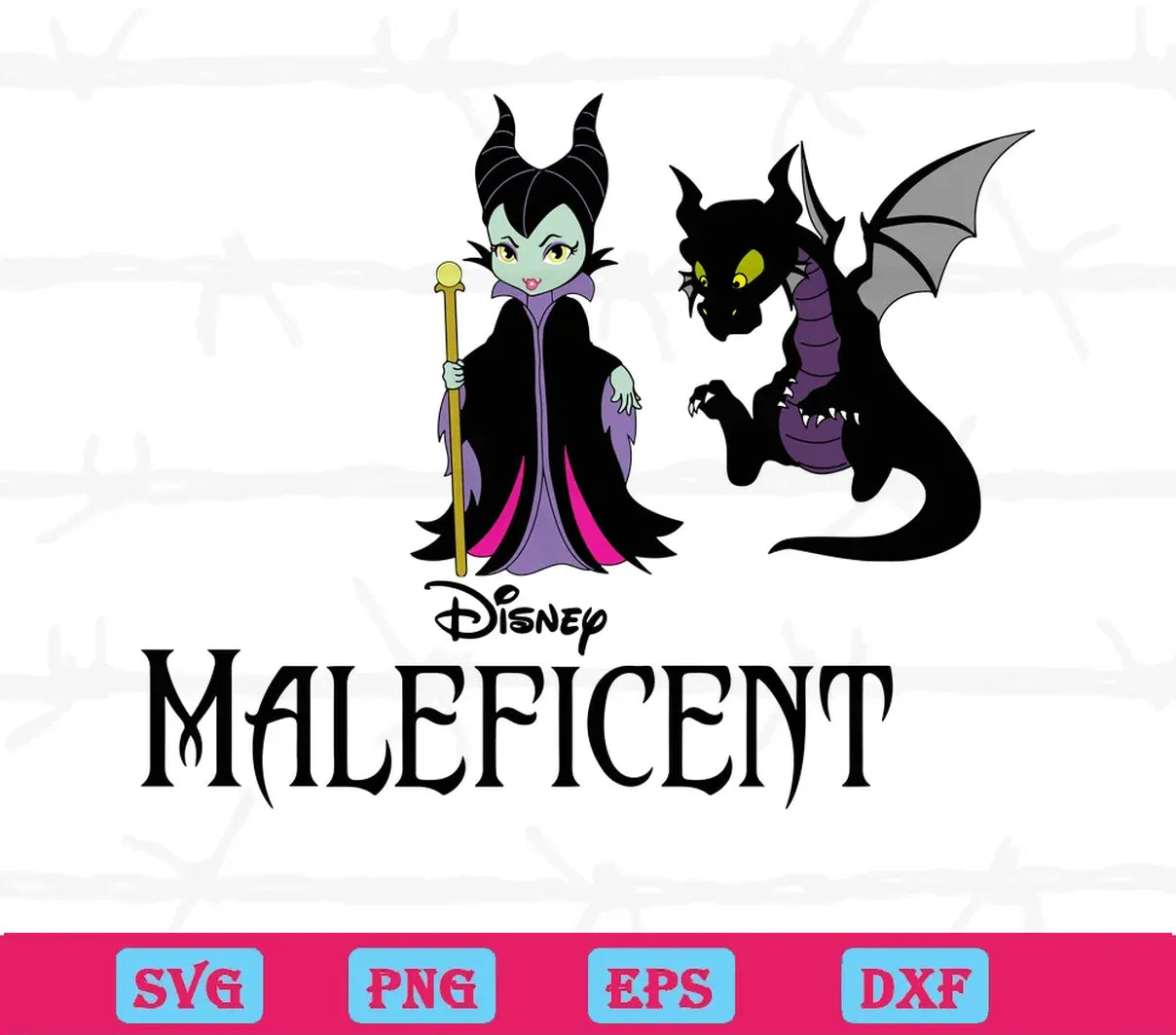 Chibi Maleficent And Diaval, Graphic Design Svg