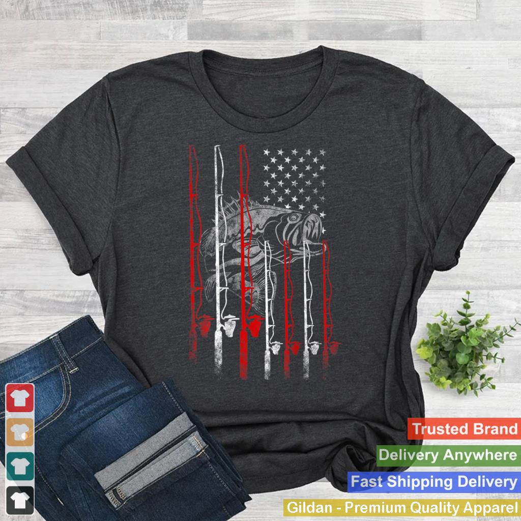 American Flag Fishing Rod Fishing Lover On Back T Shirt B09VZ2GHPD