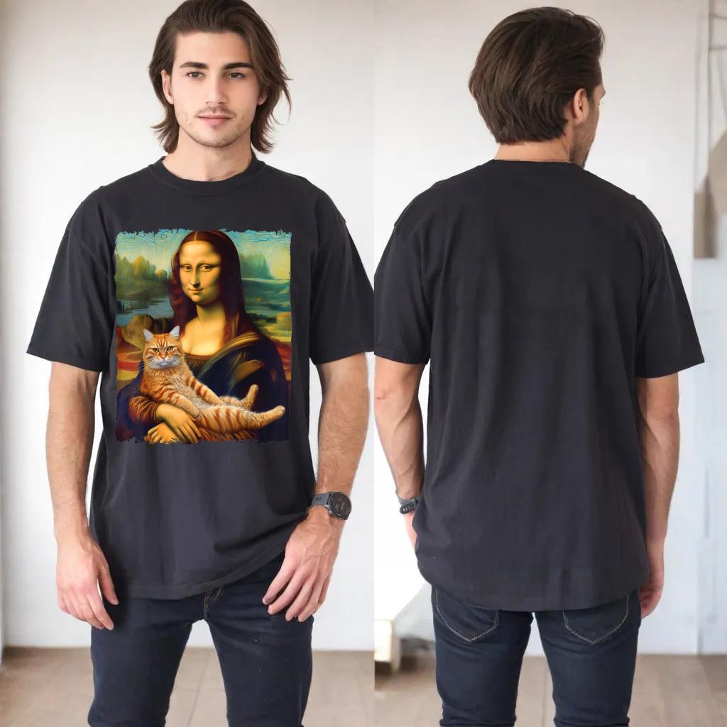 Mona Lisa Holding Cat Kitty For Cats Lover Cat Dad Cat Mom