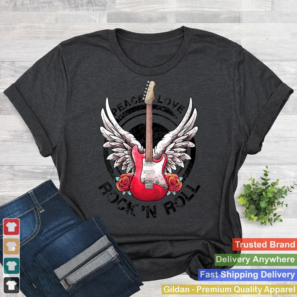 Womens Lets Rock Rock&Roll Vintage Electric Guitars Rock Concert V-Neck