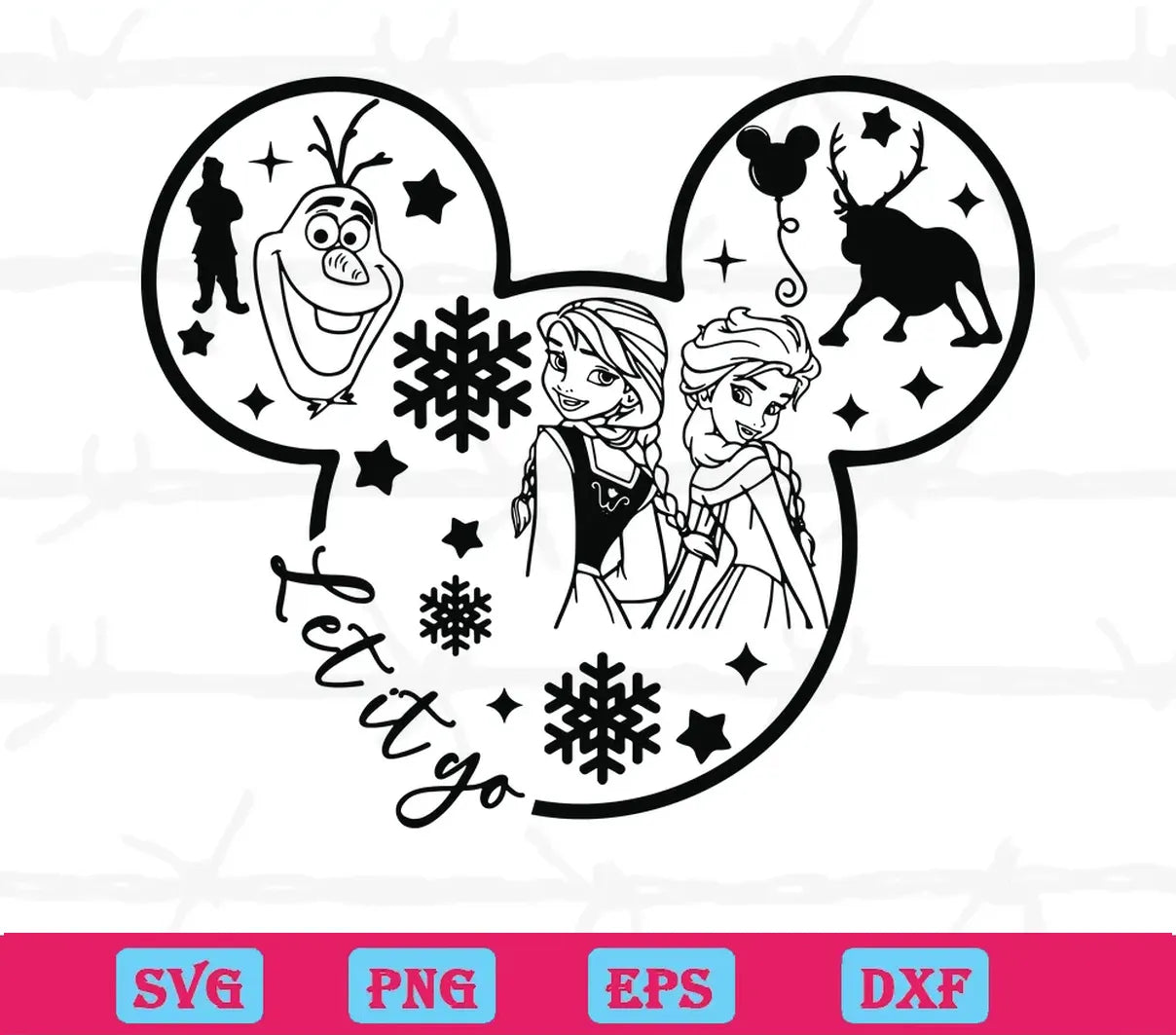 Frozen Elsa, Anna, Olaf, Sven Mickey Mouse Svg