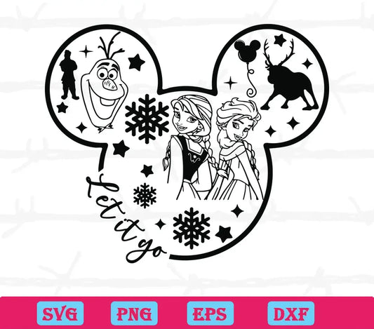 Frozen Elsa, Anna, Olaf, Sven Mickey Mouse Svg