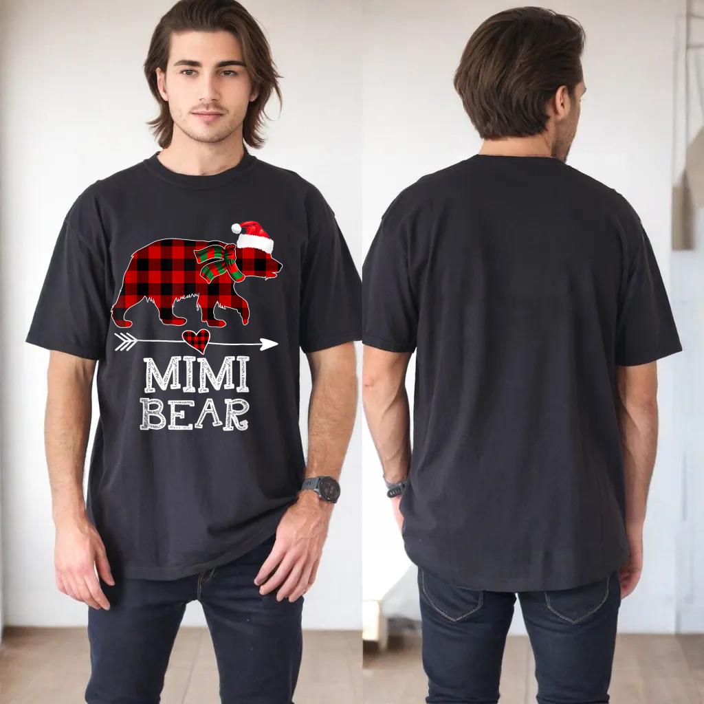 Mimi Bear Christmas Pajama Red Plaid Buffalo For Men Women