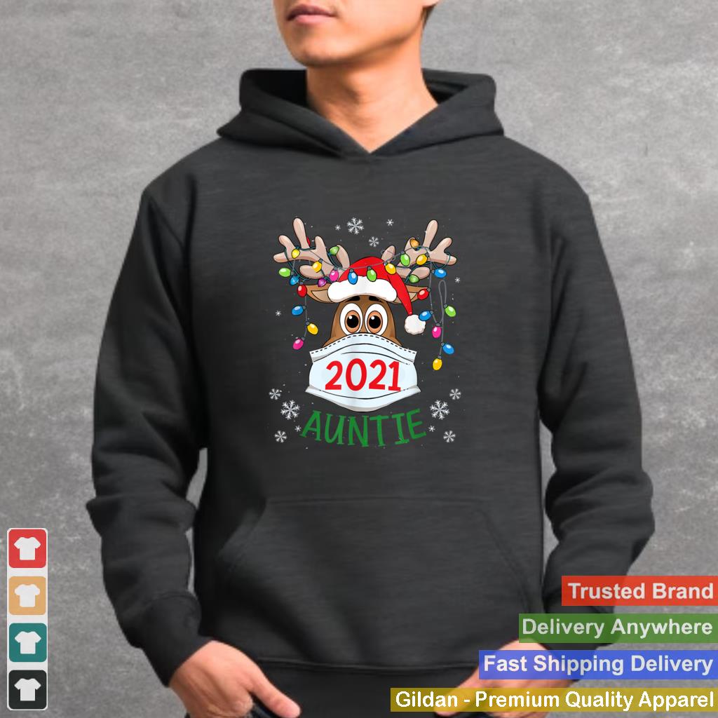 Auntie Reindeer Quarantine Christmas 2021 Xmas Lights Pajama T Shirt