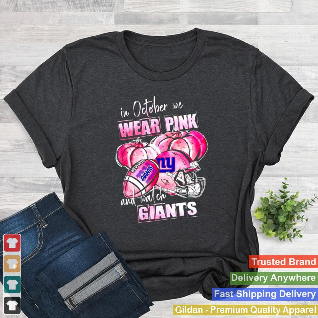 In october we wear pink and watch Giants Breast Cancer Halloween shirt