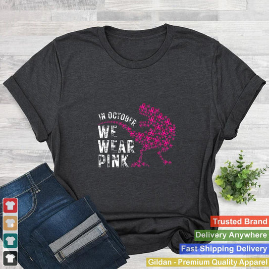 In October We Wear Pink Breast Cancer Awareness Warrior Trex T Shirt 1 2