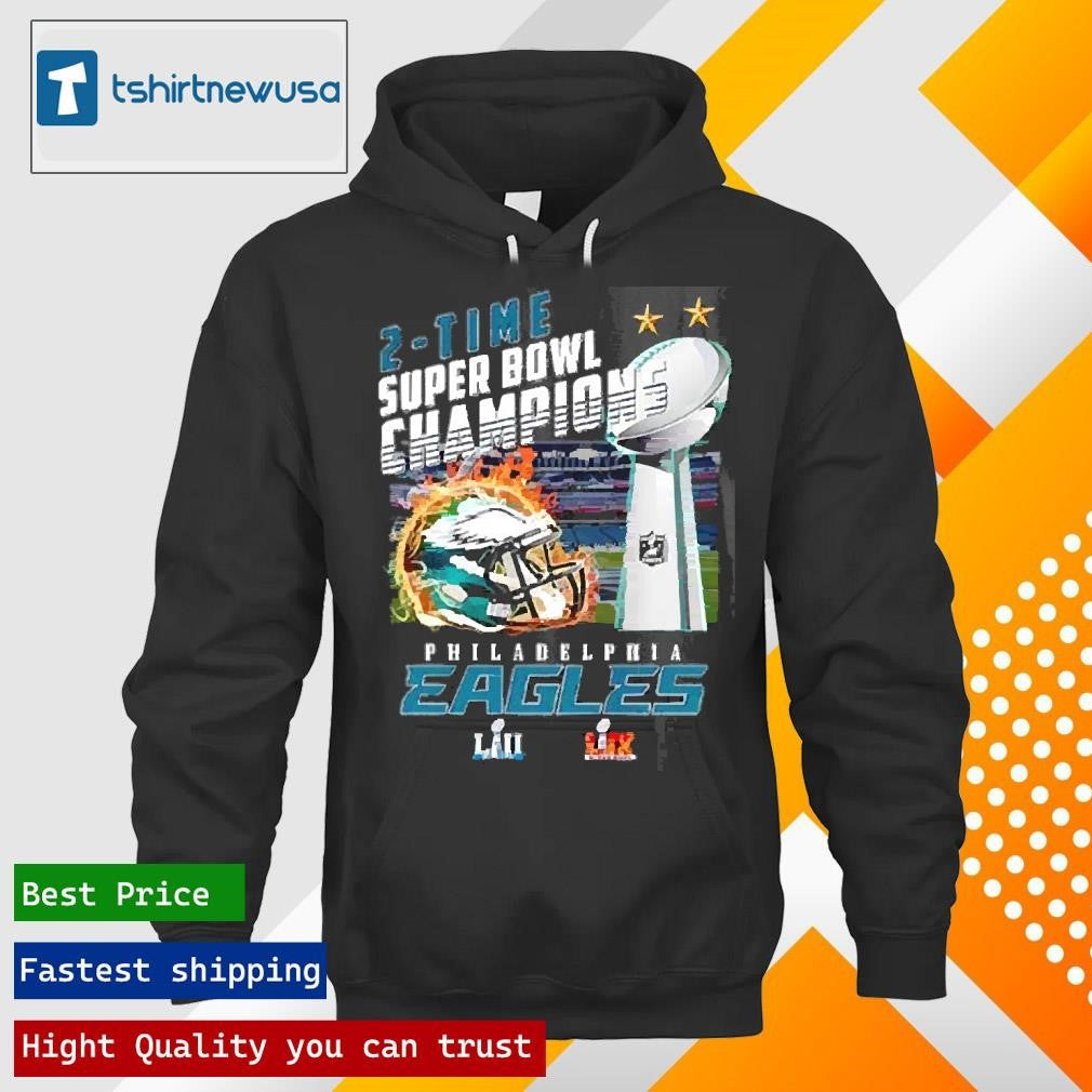 Top 2 Time Super Bowl Champions Philadelphia Eagles Lii Lix Super Bowl Trophy 2025 Shirts