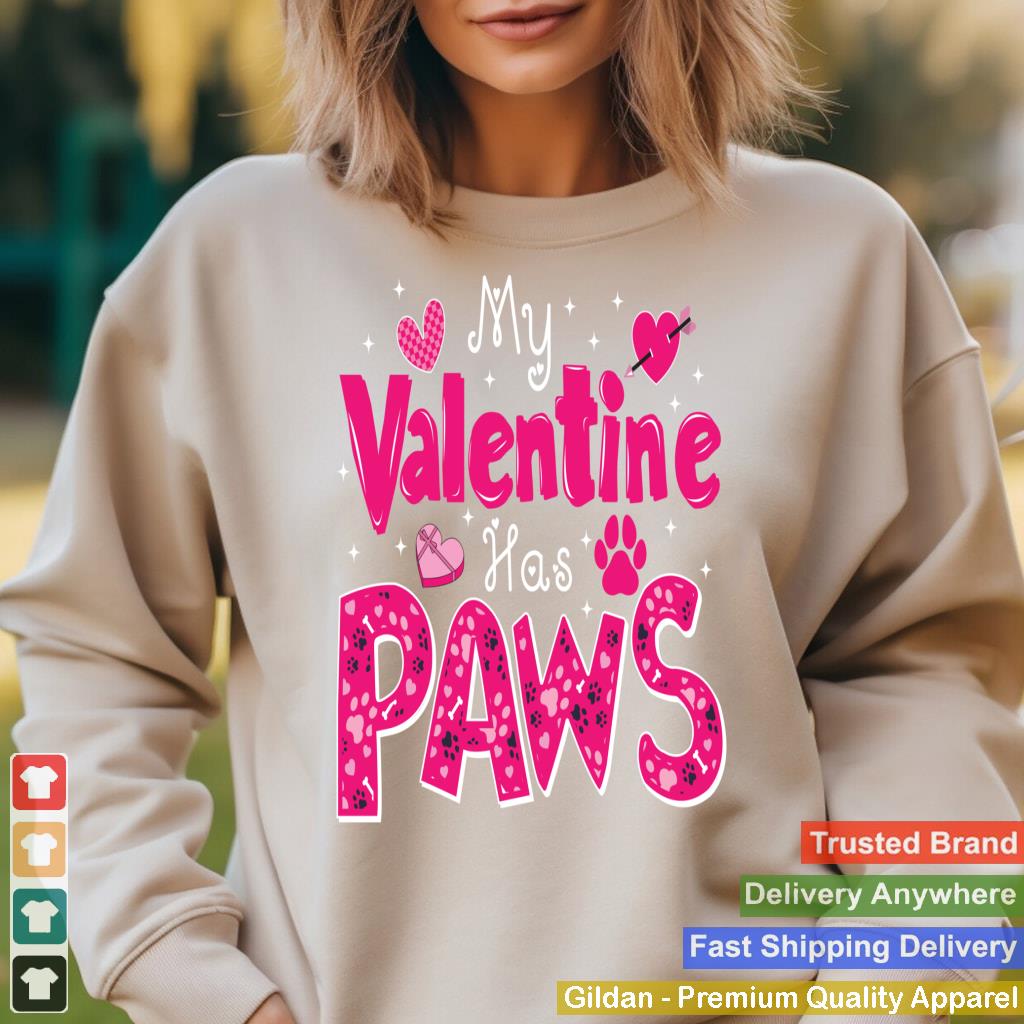 My Valentine Has Paws Cute Pet Lover Tee For Kids Men Women