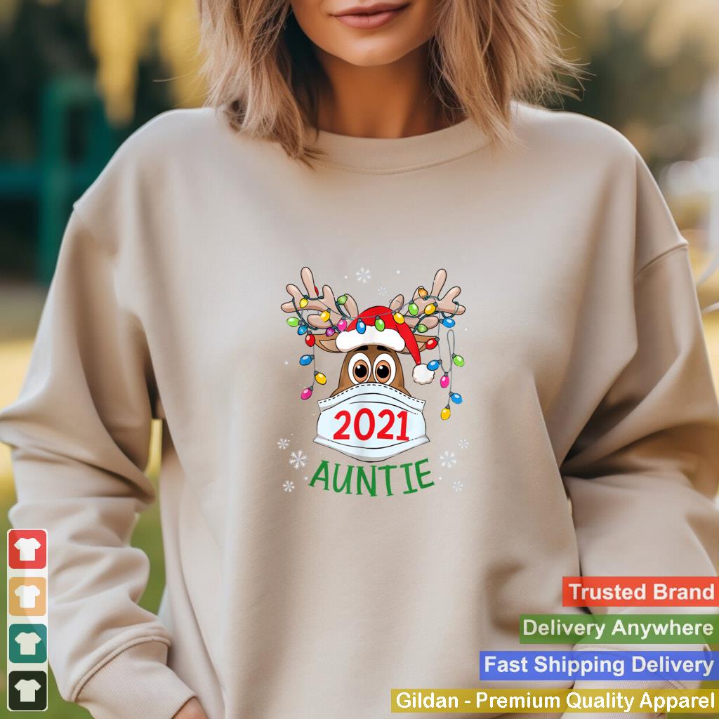 Auntie Reindeer Quarantine Christmas 2021 Xmas Lights Pajama T Shirt