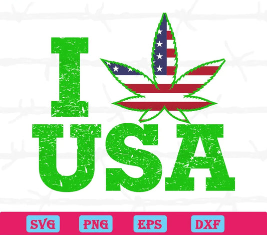 I Love Usa Free Weed Svg