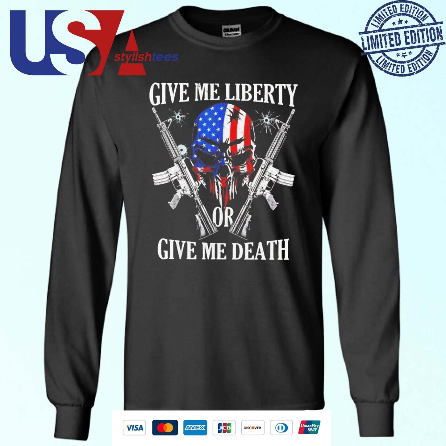 Skull Give Me Liberty Or Give Me Death Shirt