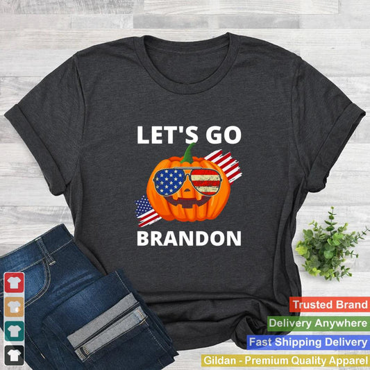 American Flag Halloween Pumpkin Lets Go Brandon T shirt