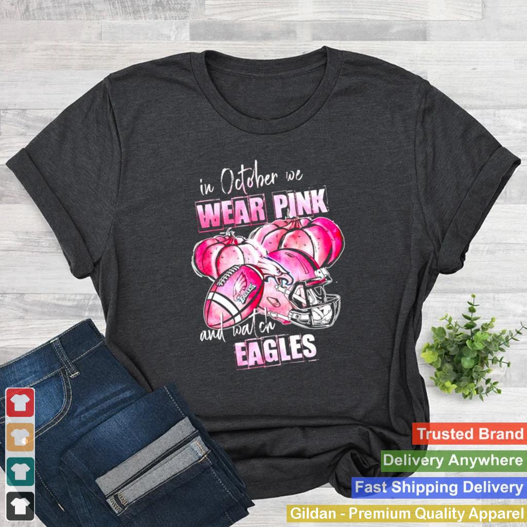 In october we wear pink and watch Eagles Breast Cancer Halloween shirt