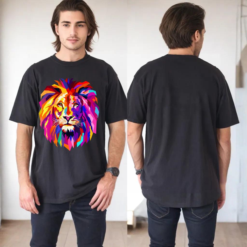 Cool Lion Head Design with Bright Colorful