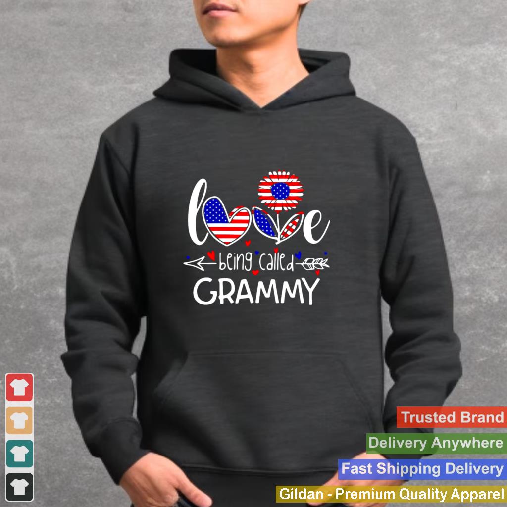 American Flag Flower Love Being Called Grammy T shirt