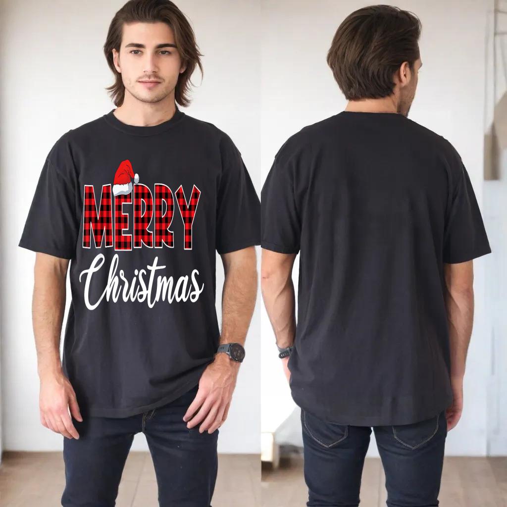 Merry Christmas Buffalo Black and Red Plaid for Men Women