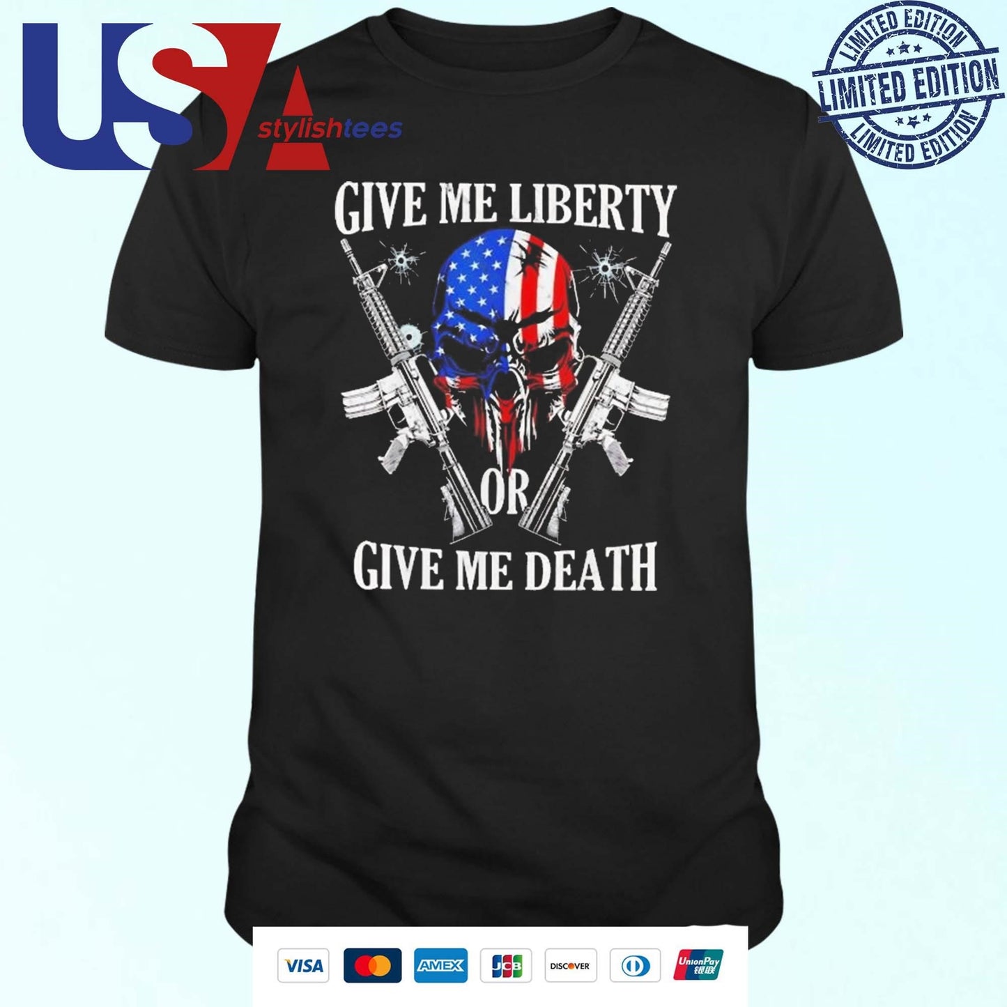 Skull Give Me Liberty Or Give Me Death Shirt