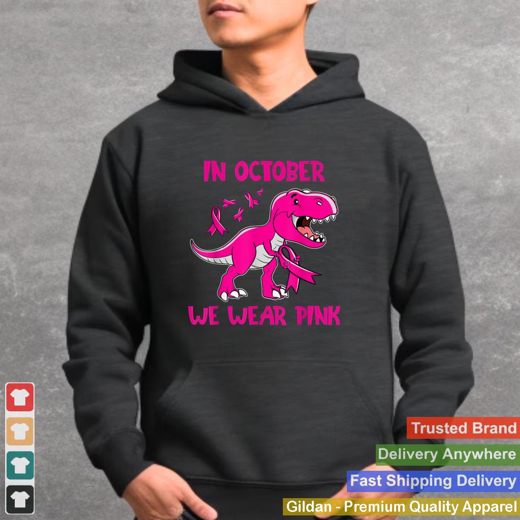 In October We Wear Pink TRex Dinosaur Ribbon Toddler Kids T Shirt