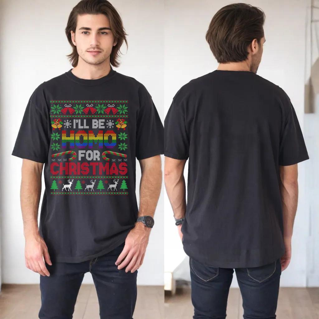 I'll Be Homo For Christmas Gay Pride Knit Sweater Graphic