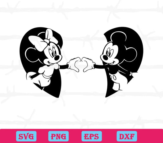 Mickey And Minnie Mouse Heart Svg