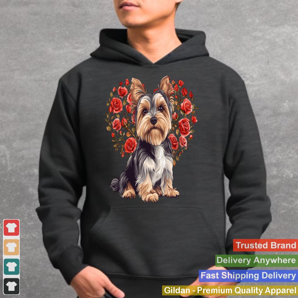 Yorkie Valentineu2019s Day Yorkshire Terrier Lover Floral Heart