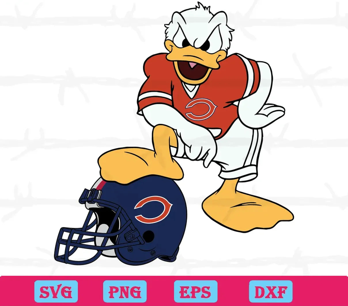 American Football Chicago Bears Donald Duck, Layered Svg Files