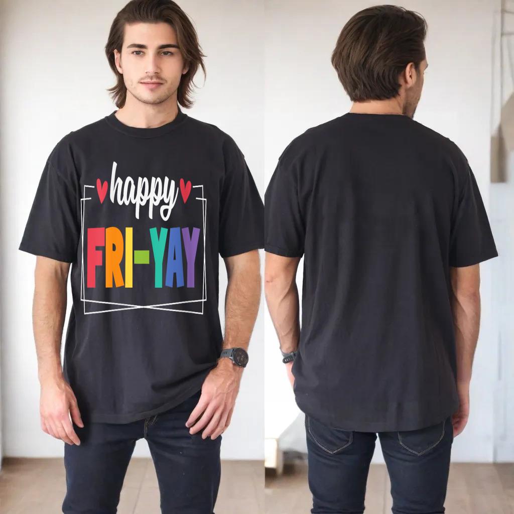 Womens Happy Fri Yay Friday Lovers Fun Teacher FriYay Weekend V-Neck