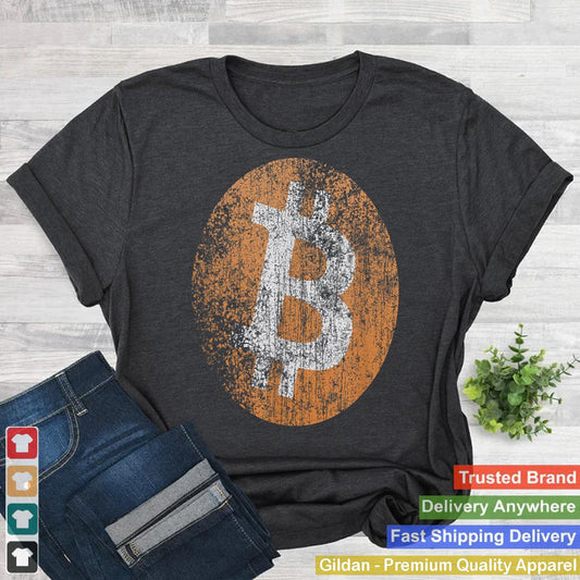 Vintage Distressed Bitcoin Logo Design, Retro Crypto, Money