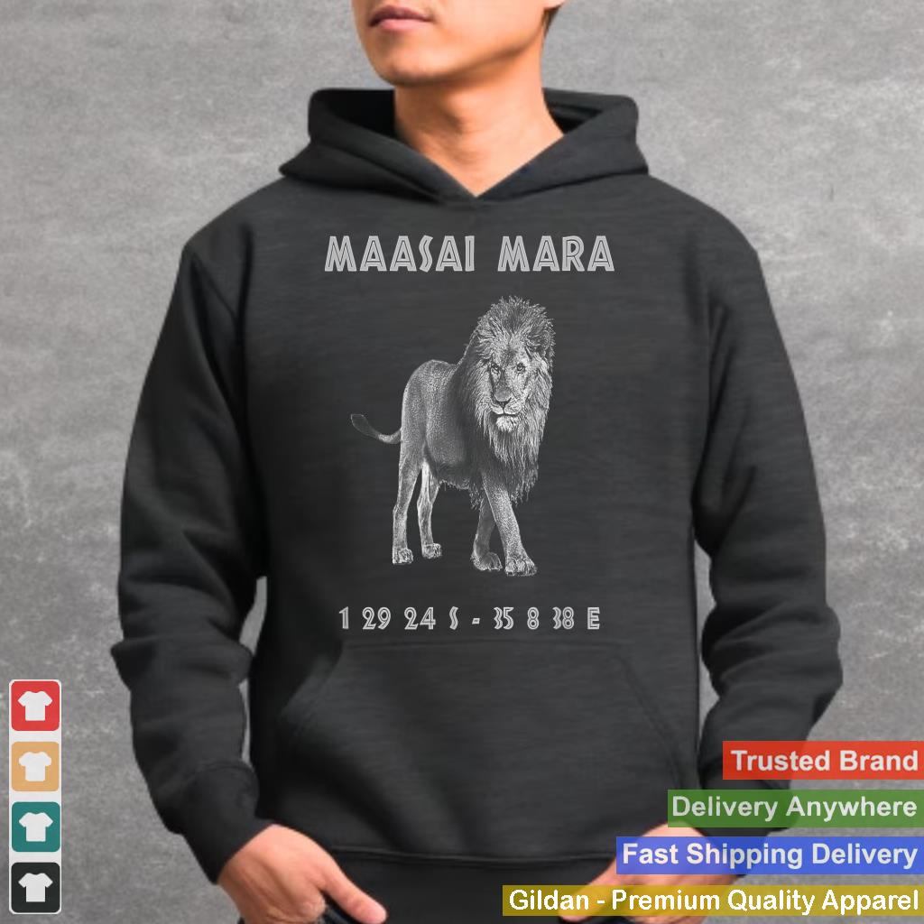 Maasai Mara Coordinates Lion T-Shirt For Nature Lovers