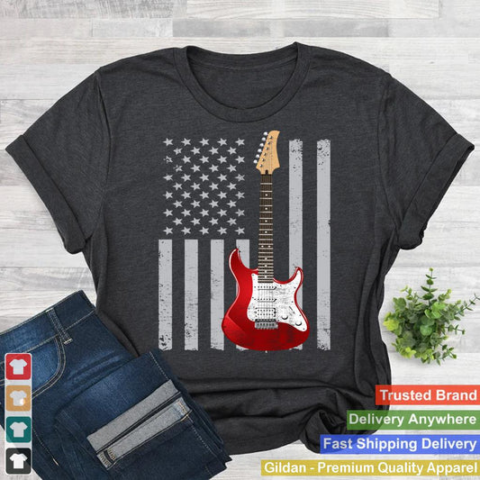 Vintage American US Flag Guitar Shirt Gift