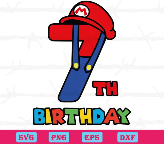 Super Mario 7Th Birthday Svg