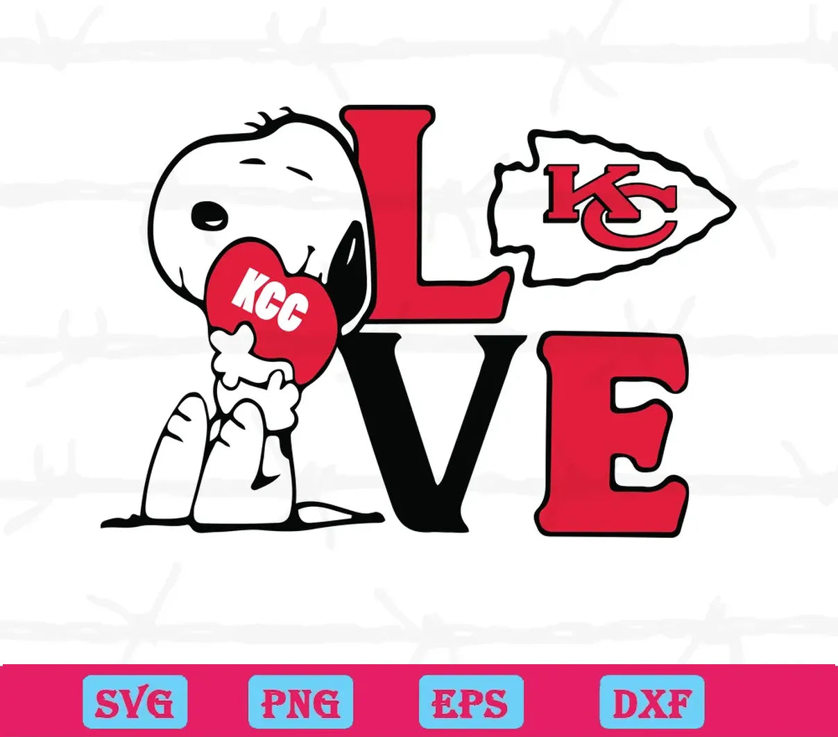 Snoopy Love Kansas City Chiefs, Svg Png Dxf Eps Cricut Silhouette