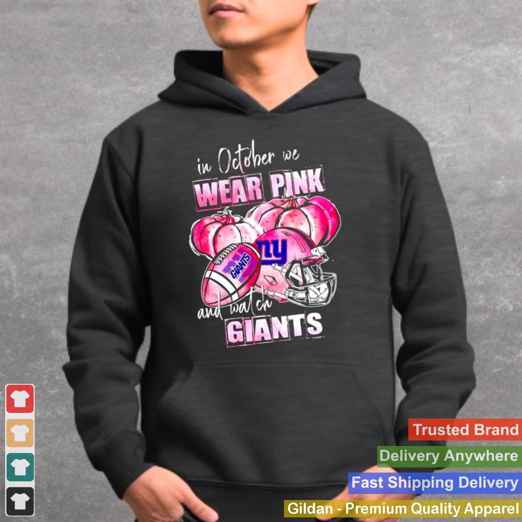 In october we wear pink and watch Giants Breast Cancer Halloween shirt