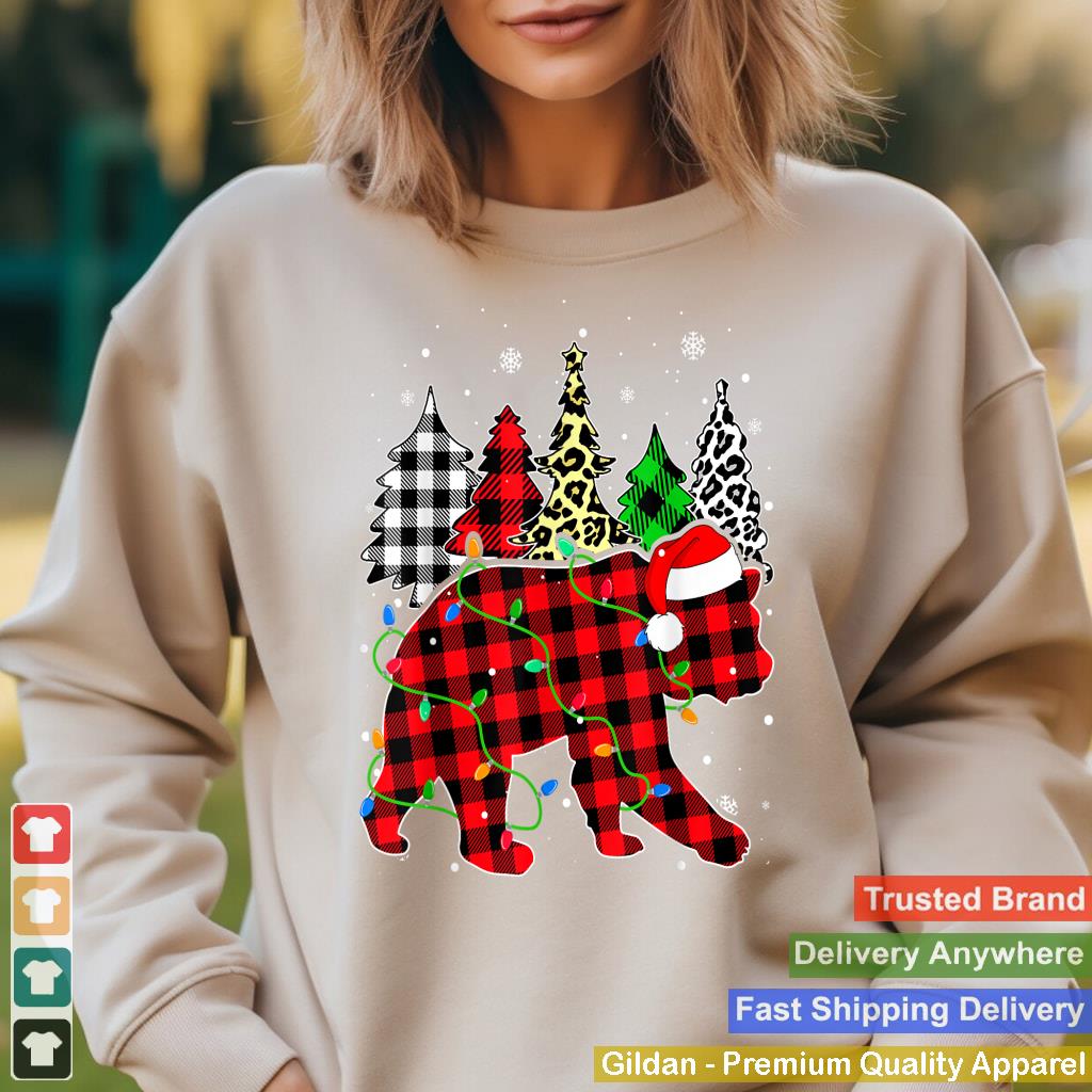 Xmas Bear Animals Christmas Buffalo Plaid Leopard