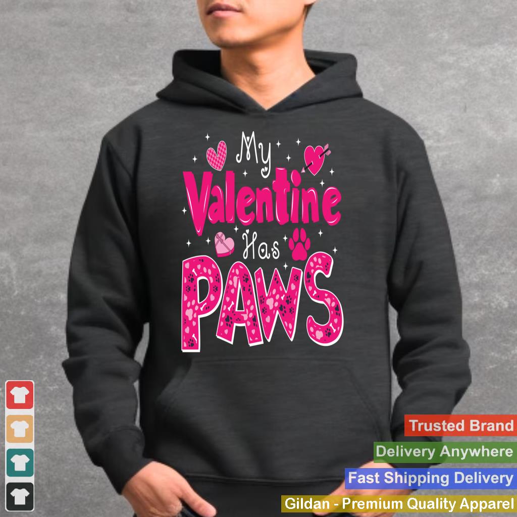 My Valentine Has Paws Cute Pet Lover Tee For Kids Men Women