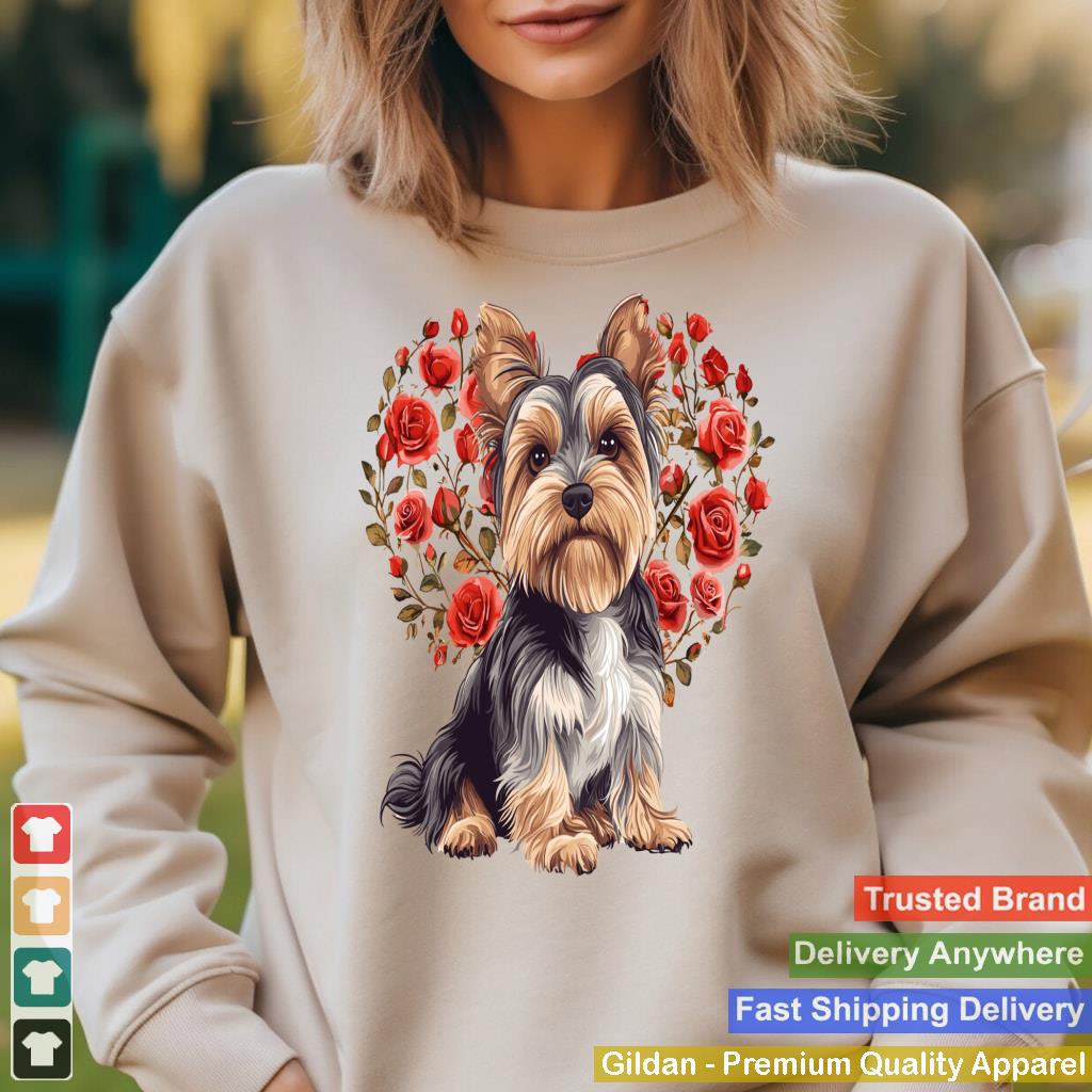 Yorkie Valentineu2019s Day Yorkshire Terrier Lover Floral Heart