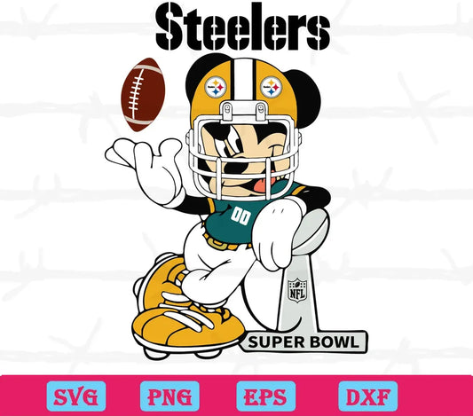 Mickey Mouse Pittsburgh Steelers, Laser Cut Svg Files