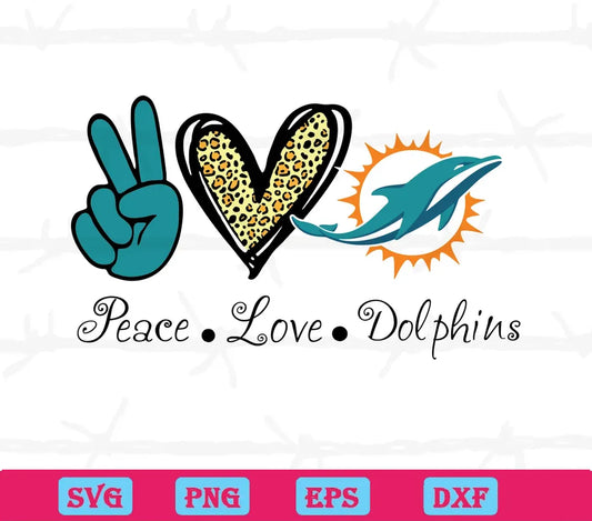 Peace Love Miami Dolphins, Svg Designs