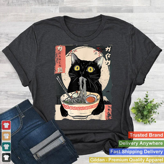 Kawaii Cat Eating Ramen Noodles Funny Anime Gift Girls Teens