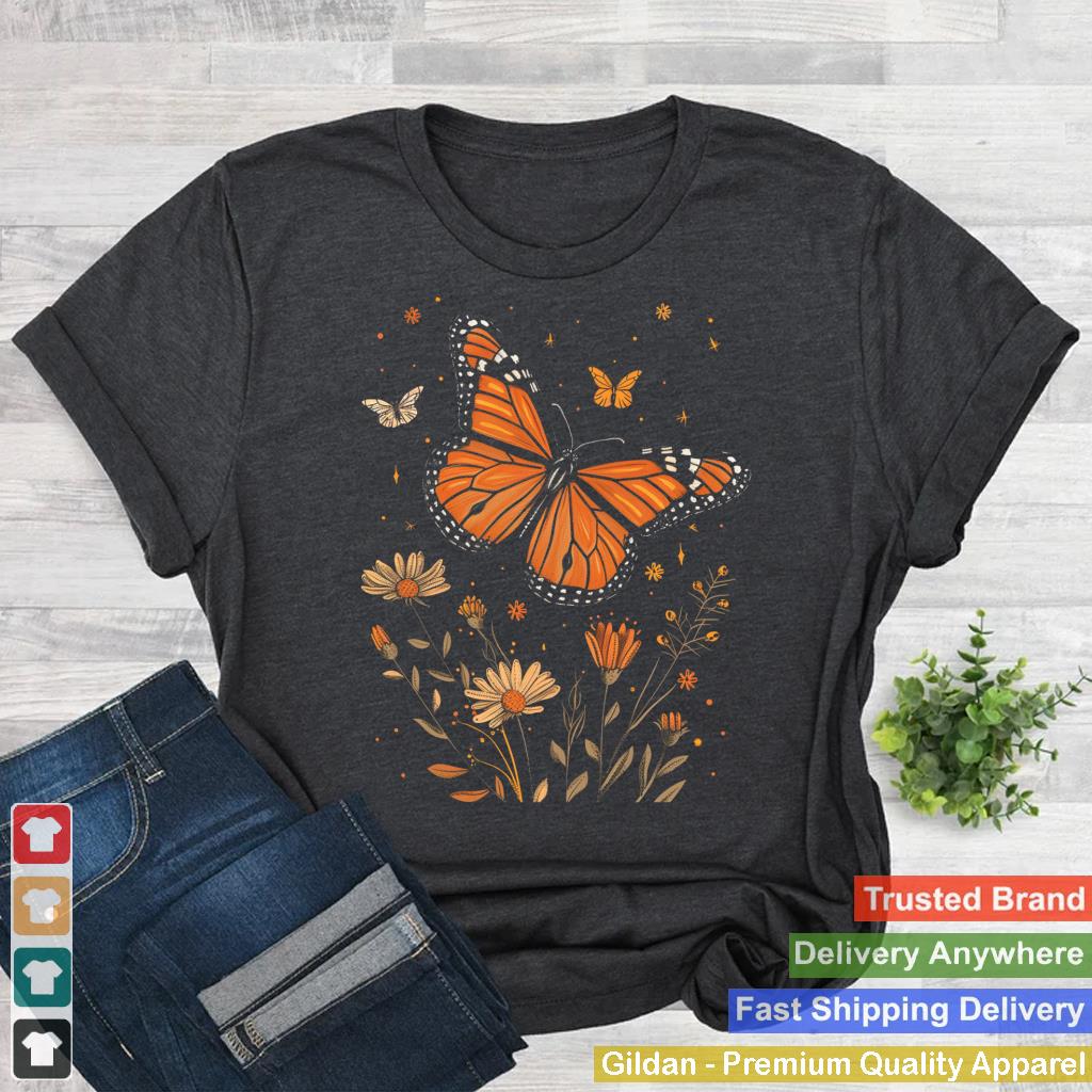 Monarch Butterfly Nature Lover Vintage Wild Flower Floral Sweatshirt