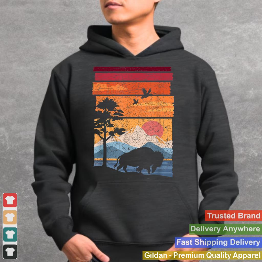 Nature Sunset Animal Lover American Bison Retro Buffalo