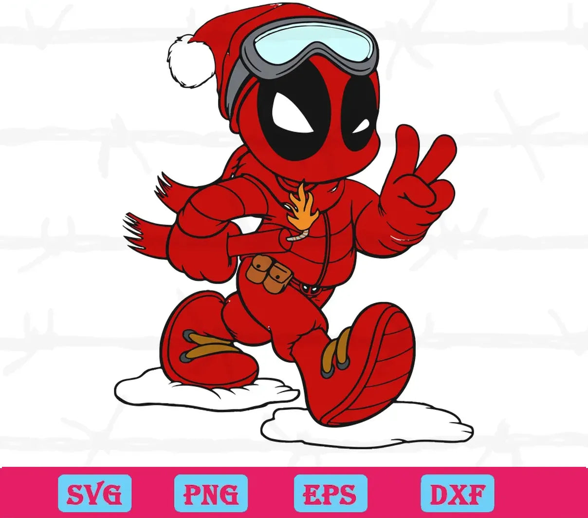 Christmas Deadpool Going Skiing Cartoon Spiderman Tv Show, Svg Designs