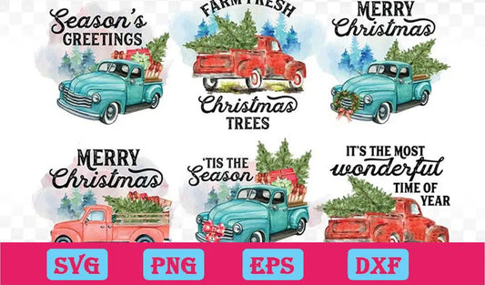 Christmas Truck Sublimation PNG Bundle