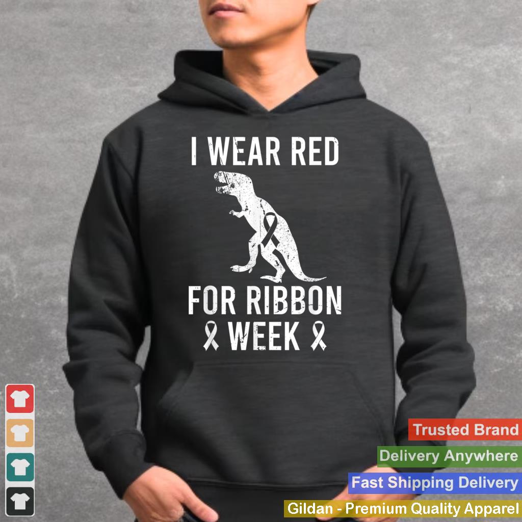 In October We Wear Red Ribbon Squad Week Awareness Kids Boy T Shirt 2