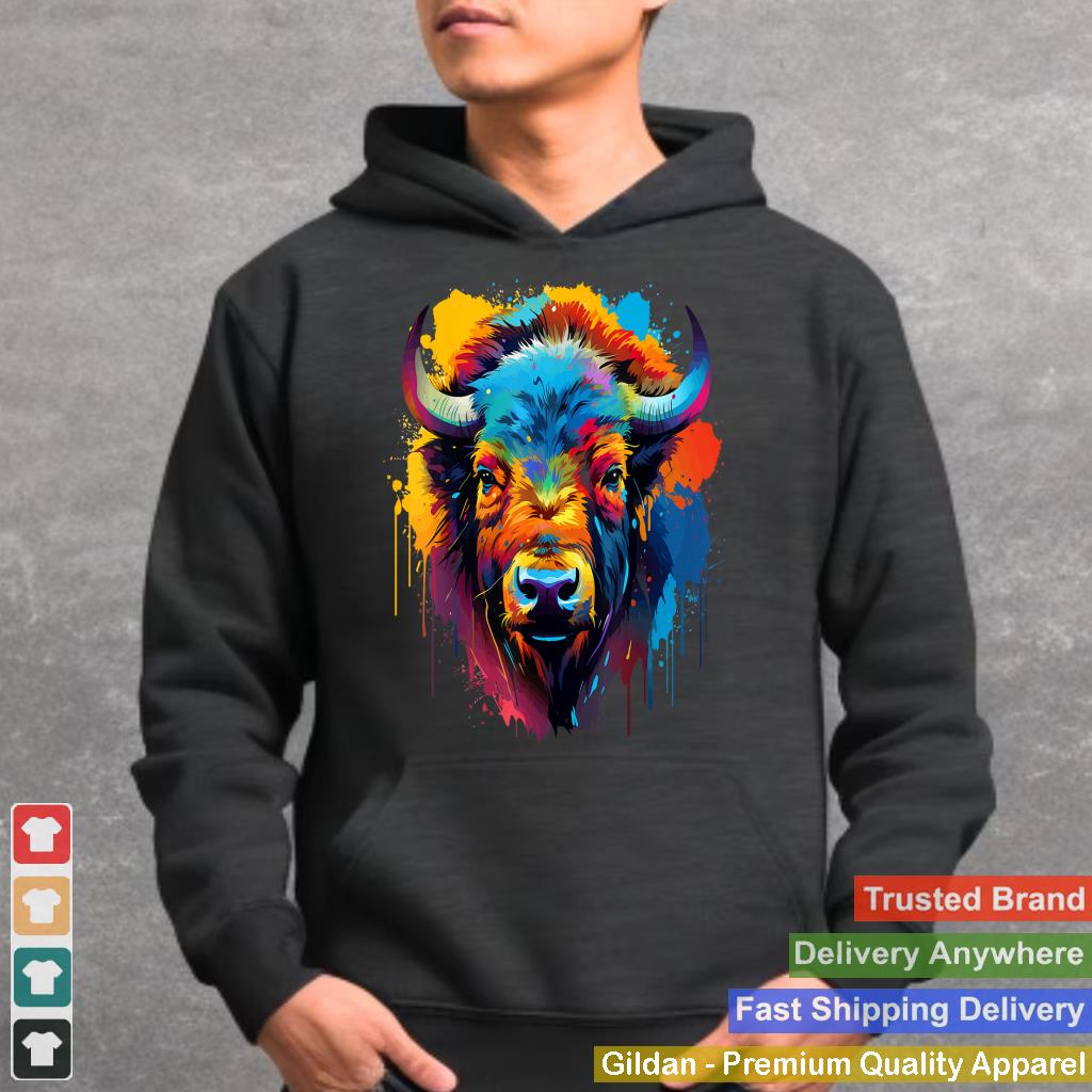 Colorful Splash Art Bison American Buffalo Lover